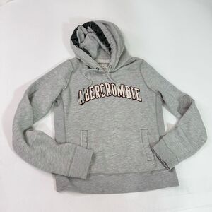VTG Abercrombie & Fitch Hoodie Womens Large Gray Solid Long-Sleeve Drawstring